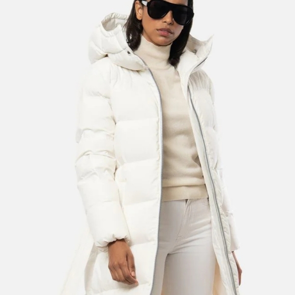 NWT Quilted DOWN PUFFER Long Puffer Winter Coat L White  Ski Snow Puffer - Picture 7 of 14